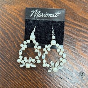 Silver and White Crystal Drop Earrings